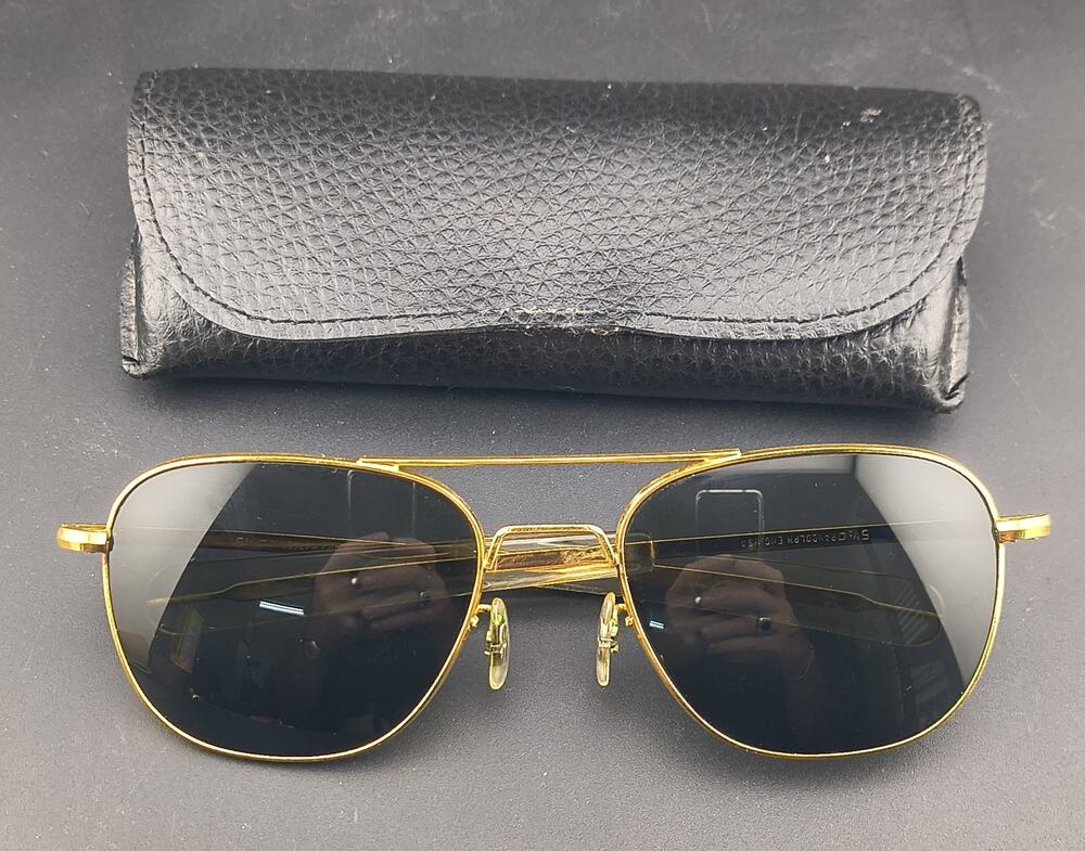 Vintage 1980s Randolph Engineering USA Aviator Sunglasses 5 1/2 With Case